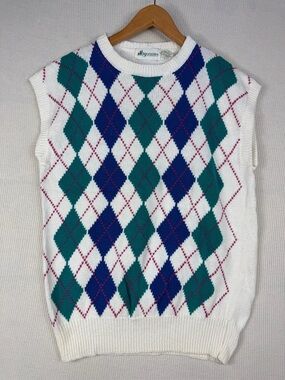 Vintage Sportables Argyle Sweater Vest Women’s Large Preppy Golf Academia